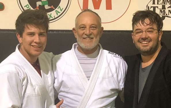 Professor Larry and his two sons, route 66 jiu jitsu
